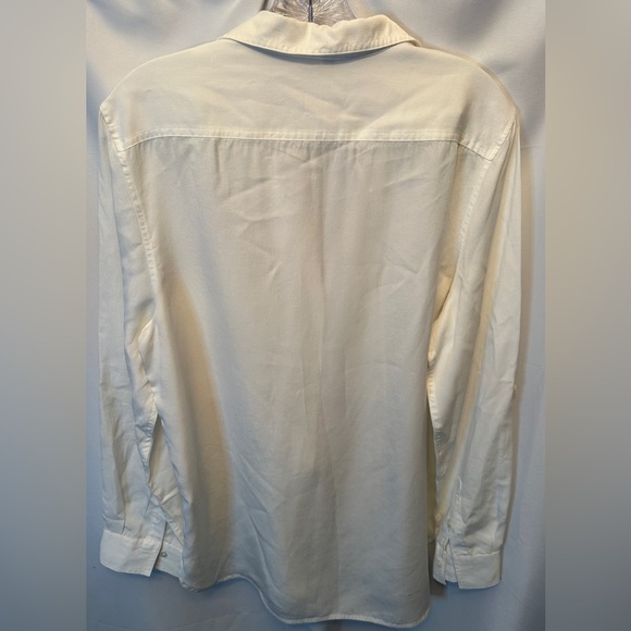 The Group Babaton Size Medium White Button-Up Lyocell Shirt V Neck Long Sleeve - Picture 7 of 12
